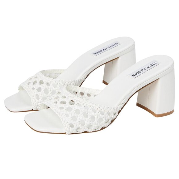 Steve Madden Womens Mania Heeled Sandal Block MANI13S1 White 7.5M - Picture 7 of 13